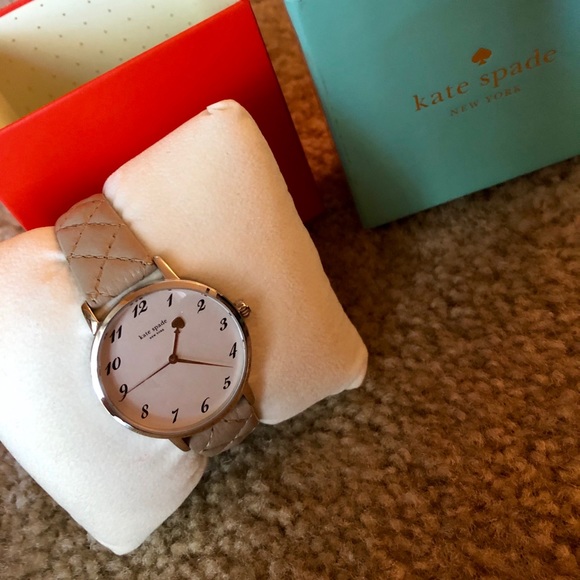 NEW IN BOX cream, quilted kate space watch